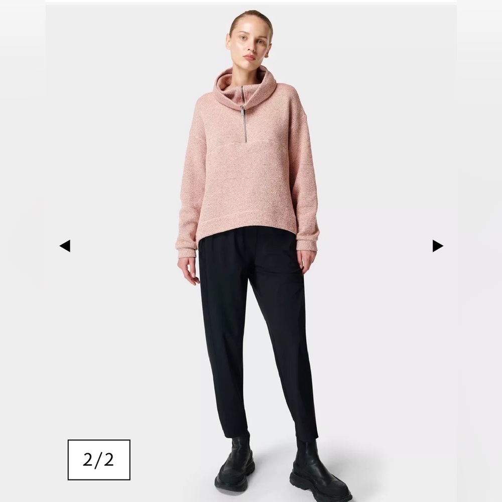NWT- Sweaty Betty Restful Boucle Half Zip Sweatshirt, Misty Rose Pink, US10 - Picture 2 of 12